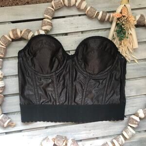 Vintage Y2K Lovable Company Two Tone Floral Black Corset Lingerie Top